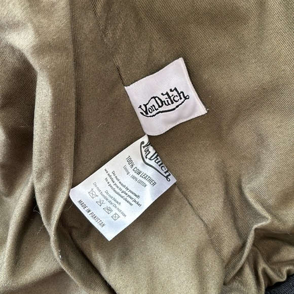 VON DUTCH Leather Pilot Bomber Jacket - Picture 14 of 14